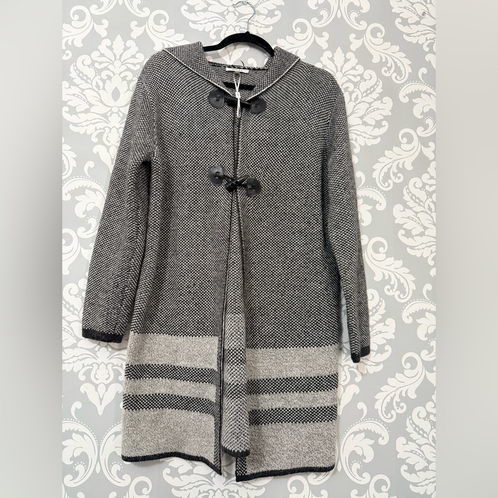 Sioni‎ Black & Grey Hooded Coatigan Sweater